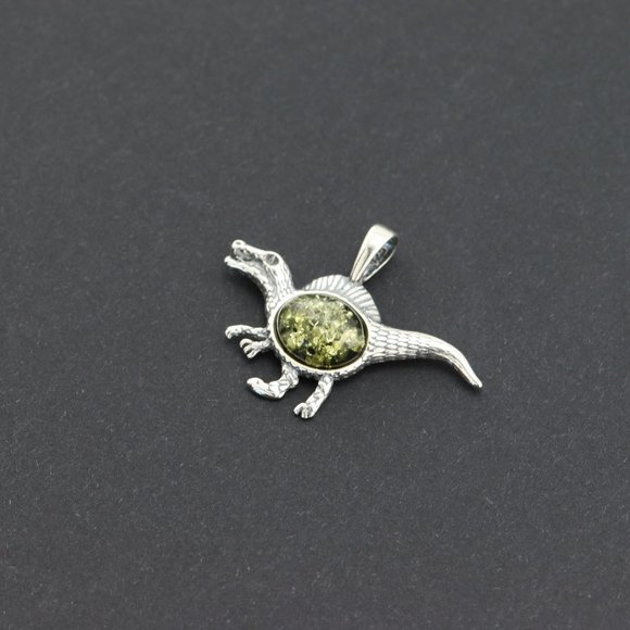 Sterling silver pendant with natural Baltic amber, dinosaur amber pendant - Picture 4 of 8